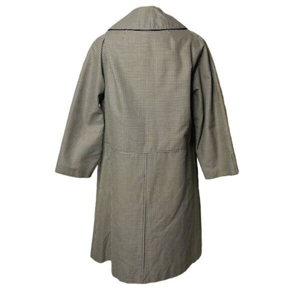 Vintage Canadian Maid Gray Plaid Overcoat Jacket Button Trench Nylon Coat Size L - Picture 5 of 12